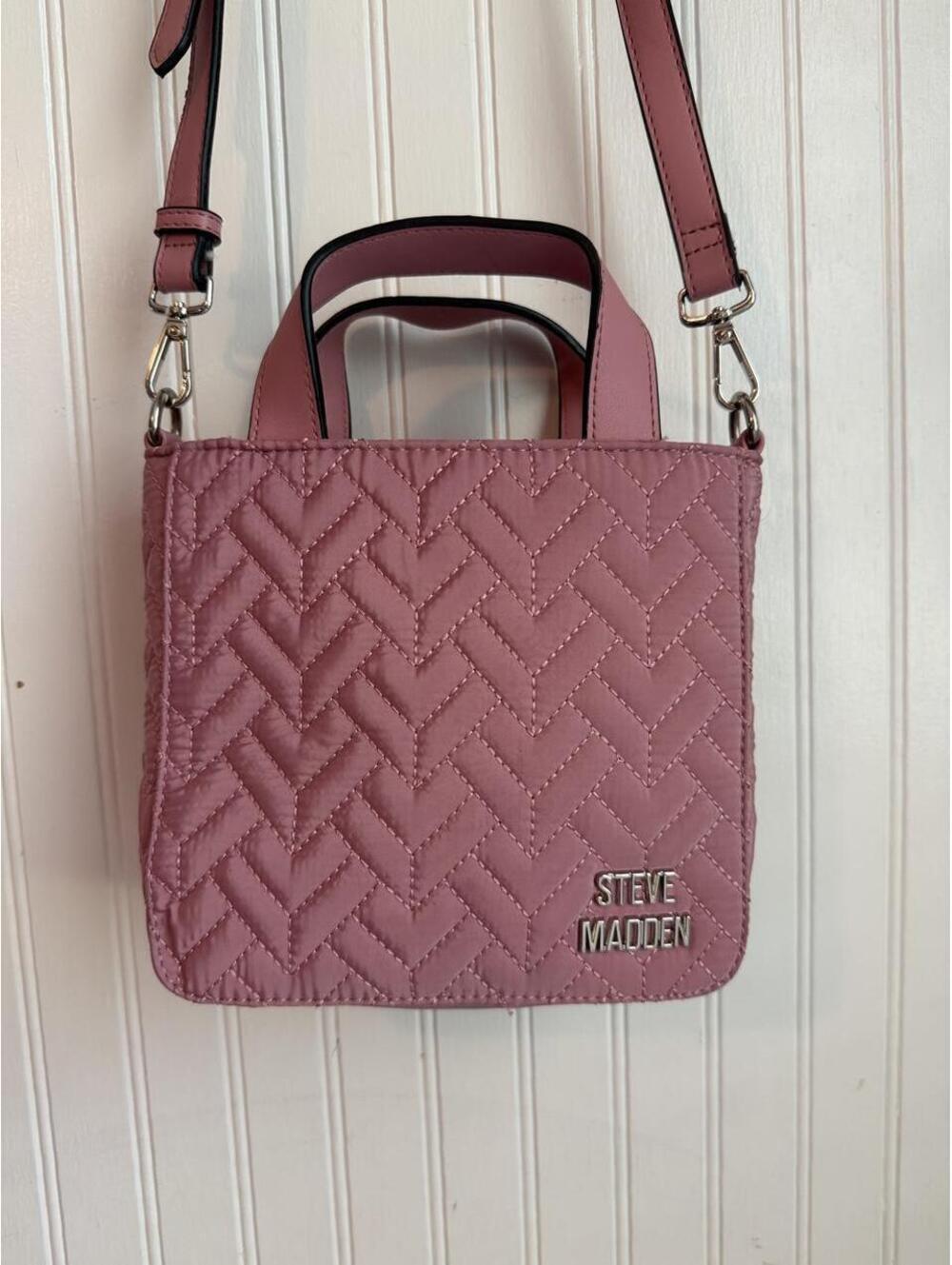 Steve Madden Dusty Pink Chevron Quilted Mini Tote Crossbody Bag